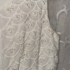 VTG 1960s Hand Made Cream Top Lined Sleeveless Darted Scalloped Fabric Dress XS