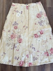 Vintage 90s Ralph Lauren Linen Floral Skirt Sz 14 Button Front Midi NWT Cottage