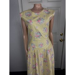 Vintage 90s Dress Cottage Open Back Bohemian Floral Cotton Cottagecore L3-13