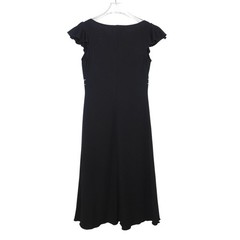 La Belle Vintage Black Ric-Rac Trim Midi Dress Flutter Sleeve V-Neck Small USA