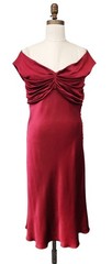 VTG John Galliano 2007 Burgundy Red Crepe Satin Bias Cut Dress Sz 12/ 44 Y2K