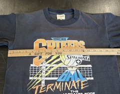 Vtg 90s Malibu Spikers Beach Volleyball T Shirt Neon Faded Black Distressed Sz S