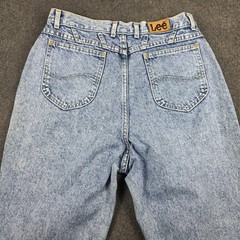 VTG Lee Riders Jeans Women 16 Med Light Blue High Waisted Tapered Made in USA
