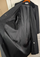 VTG Forecaster of Boston Ladies Gray Long Coat Black Velvet Collar Sz 14