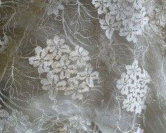 VTG 50s 60s Floral Lace Wedding Dress 34″ Bust 4 6 Full Skirt Off the Shoulder