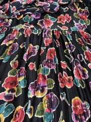 Vintage Rayon Two Piece Set Skirt 22W Jacket 20W Floral Black 90s Silvercord