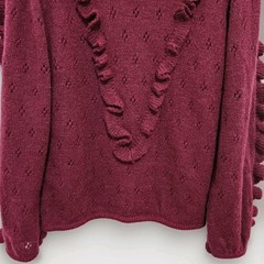 Vtg 80s Clovis Ruffin Knit Women’s L Pointelle Knit Ruffle Sweater Romantic