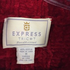 Vintage 90s Express Tricot Chenille Red Mock Neck Chunky Knit Women’s Medium