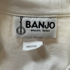 Banjo Dallas Texas Vintage White Western Lace Fringe Button Front Shirt Medium