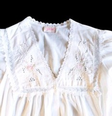 Vintage Large Gilead Cotton Long Nightgown Collar Detail Prairie Cottage Core