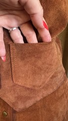 Vintage 1970s Hide-Away Suede Skirt Set, 9/10 (small), Leather, Cognac Brown