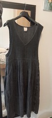 Pam’s Closet Black Corduroy Jumper Dress Button Front Pleated USA vintage