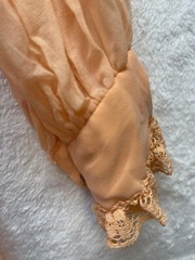VINTAGE Orange Peach Floral Embroidered 70s MAXI GOWN DRESS See Measurements Vtg