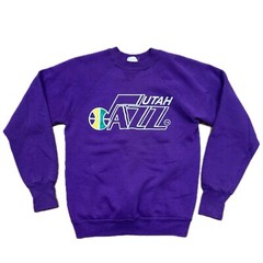 Vintage Utah Jazz Small Crewneck Sweatshirt Purple 1980s Logo 7 NBA Basketball