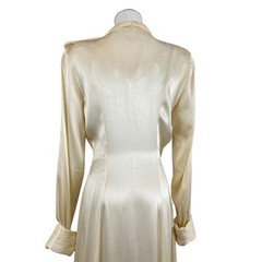 Vintage 30s 40s KAMORA Ivory Liquid Satin Maxi Dressing Gown Robe Women’s Size S