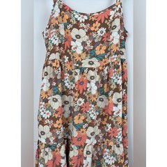 Altard State Floral Babydoll Mini Dress Size Small Brown Retro Boho Cottagecore