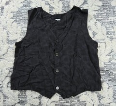 VTG CP Shades Sausalito Black Floral Jacquard Silk Vest 90s Sz M