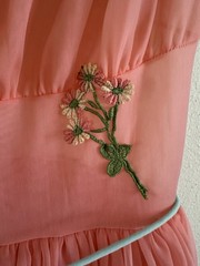 1950s/60s Ro Jene Lingerie Pink Sheer Nylon Negligee Boudoir Ruched Cupcake VTG