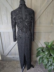 1980s D’ore Silk Sheer Beaded Dress sz 10