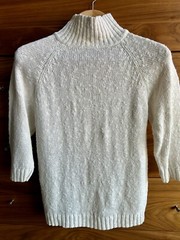 Vintage 80’s Linen Cotton Ramie Sweater SML Sport Button Collar 3/4 Sleeve S/M