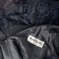 Vintage 60s VICTOR COSTA Whimsigoth Dress Women’s 10 Black Lace Tulle Tiered