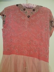 Vintage 40s 50s EXQUISITE Beaded Tulle Evening Dress Needs TLC