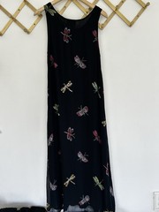 Vintage New Options Butterfly Dragonfly Maxi Dress Jacket Beaded Sequin Medium