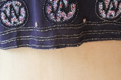 Antique 1920s Art Deco Heavily Beaded Blouse Navy Blue 20s Women’s Top M L