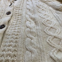 Vintage FULLY FASHIONED BY TAMI 100% Wool Cable Knit Button Sweater Cream Sz S/M