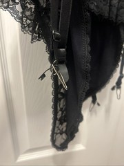 VTG 90’s Shirley Of Hollywood Black Lace Teddiette Underwire Corset&Garter S-L