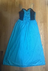 80s Lingerie Gown Black Teal Purpl USA VTG 1980s Size Medium USA Goth Grunge Alt
