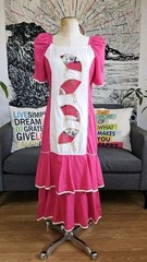 VTG 80s SIDAN HAWAII Tiered Midi MuuMuu Dress Med Beach Resort asian embroidered