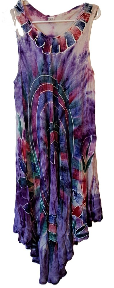Purple Tie Dye Hippie Festival Sun Dress 10/12
