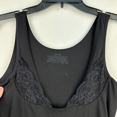 Maidenform Bodysuit Tank Womens XL Black Floral Lace V-neck Stretch Shapewear