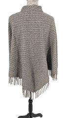 VTG Wool Cape 54″ Wide X 31″ Length Gray Cream Check Prairie Peasant Bohemian
