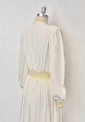 Vtg 1940s White Lace Rayon Tula Boudoir Lingerie Robe Dress Dressing Gown
