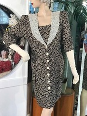 VTG 90s Floral Dress Button down Size 8 Petite Secretary Geek Cottage core