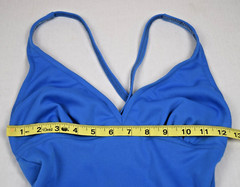 Vintage Swimsuit Jantzen Size 12 70s Ocean Blue Textured Full Cover Made USA