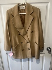 Vintage Nordstrom Gallery Fleurette 100% Camel Hair Satin Lined Jacket Blazer