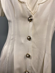 Vintage Dress SIZE 10 LARGE PETITE ivory white short CAROLINE WELLS 80s 90s