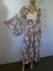 RARE Vtg Gunne Sax Jessica S.F Prairie Angel Slv Tiered Floral Lace Maxi Dress S