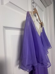 Vintage 1970s 1980s Women’s Lilac Purple Long Formal Dress Gown Size S A Line