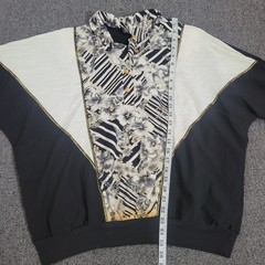 Silver Threads Ltd OS Vintage 80s Batwing Pullover Women Floral Striped Black