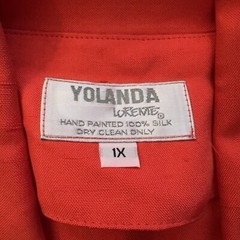 Vintage Yolanda Lorente Open Blazer Jacket 1X Floral Red Hand Painted 100% Silk