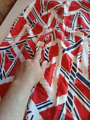 Vtg 70s Home Sewn Nautical Rope Print Pant Red White Blue Serval Zipper Wide Leg