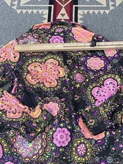 Vintage Psychedelic Floral Prairie Maxi Dress 60s 70s S/M T47
