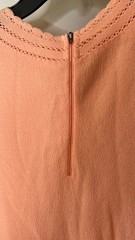 Union made Peach S/S Knit Top Scalloped Neckline Back Zipper Closure VTG granny