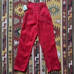 Vintage Deadstock 1950s Old Kentucky Side Zip Sanforized Jeans Sz 22 – Red