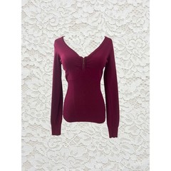 vintage energie magenta fitted long sleeve sweater top