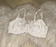 Vintage Vtg Vanity Fair 75-077 Cotton Lace Underwire Bra Womens 36D White